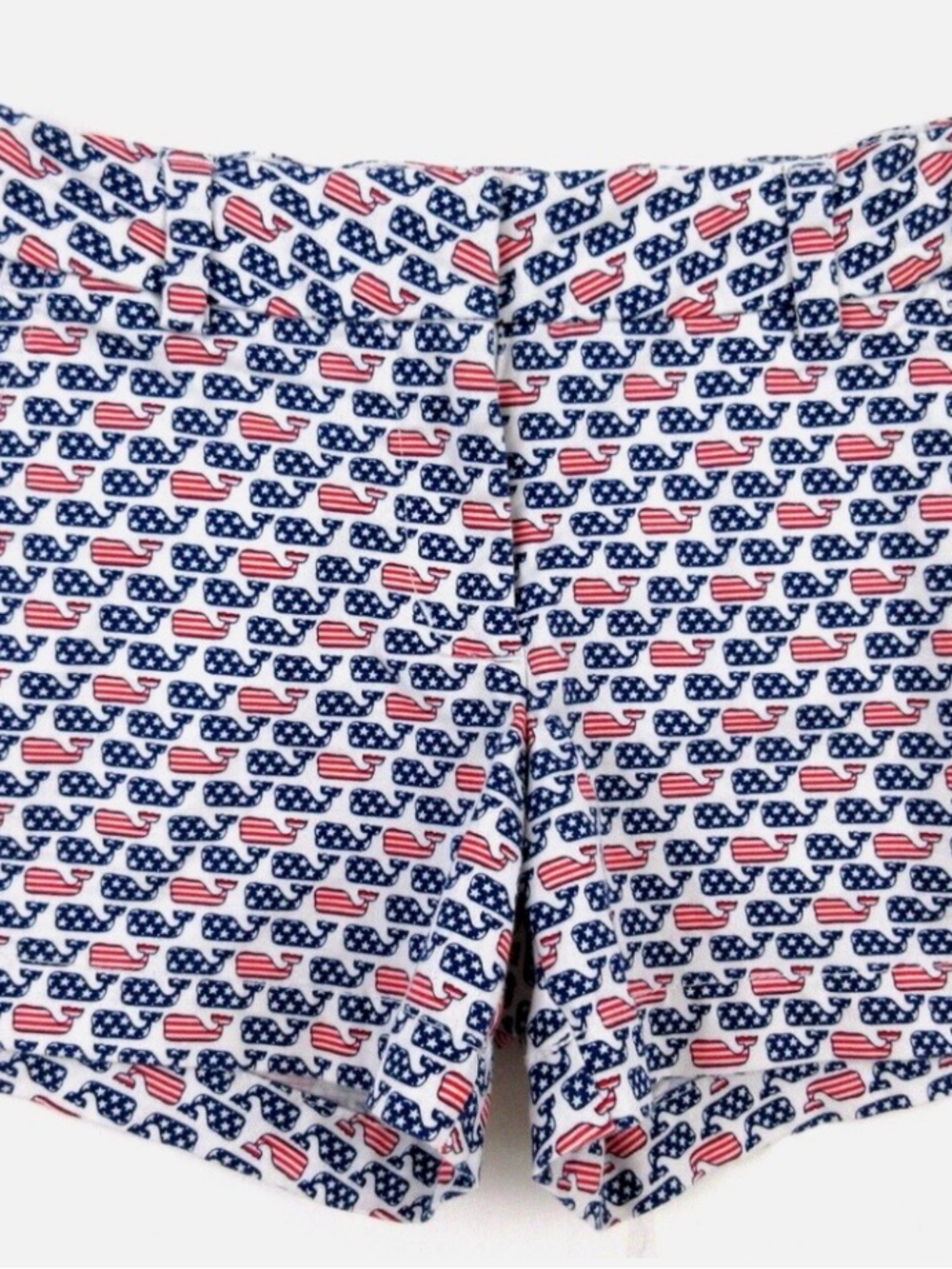 Vineyard Vines…Patriotic Flag Whale Print Shorts - Red, White & Blue